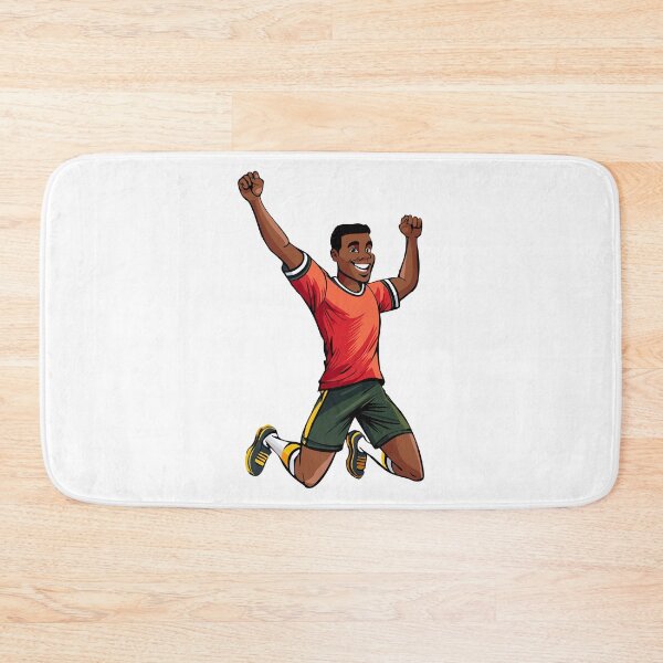 Item preview, Soccer player man celebrating after scoring goal, soccer stadium victory, footballer player jubilant athlete celebrates a winning goal with triumphant raised arms and joyful spirit designed and sold by Danler.