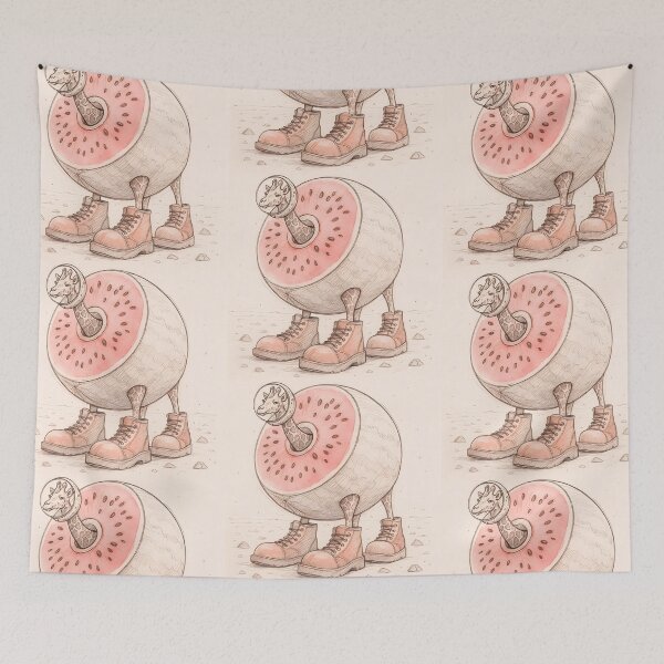 Item preview, Celeste the Watermelon Giraffe – Brainrot Astronaut in Delicate Watercolor designed and sold by EmeraldeaArt.