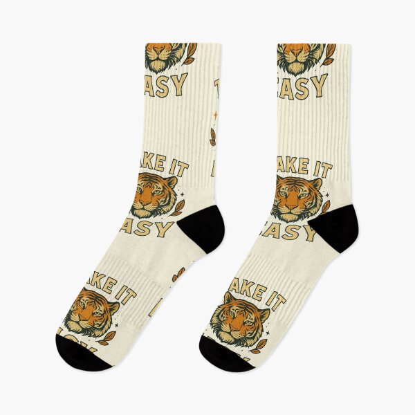 Item preview, Take It Easy – Retro Tiger Art | Wild Animal Quote Design designed and sold by Moodelier.