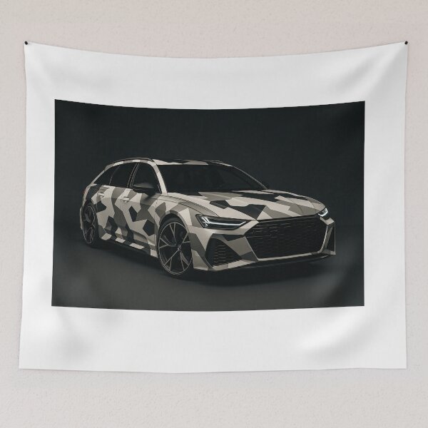 Item preview, Aggressive Sports Wagon Displayed With Abstract Camo On Dark Background designed and sold by RevUpDesign.
