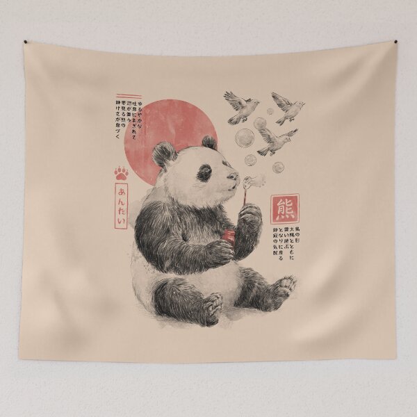 Item preview, Tranquility Panda Cute Oriental Sketch designed and sold by EduEly.