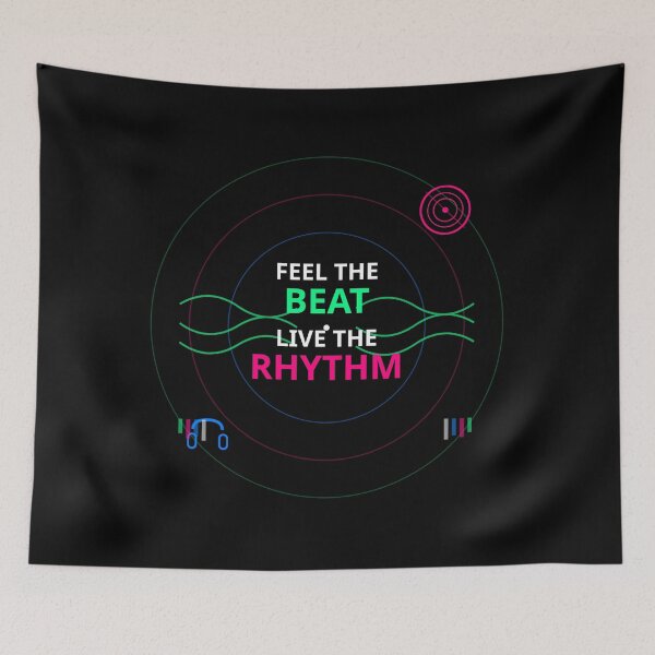 Item preview, FEEL THE BEAT LIVE THE RHYTHM - Techno Motivation Design designed and sold by Pickmash.