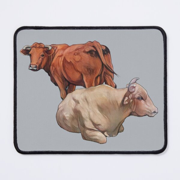 Item preview, Red Cow and Blonde Bull, Original Drawing, Cattle designed and sold by JoyfulWhimsy.