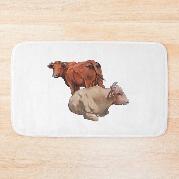 Item preview, Red Cow and Blonde Bull, Original Drawing, Cattle designed and sold by JoyfulWhimsy.