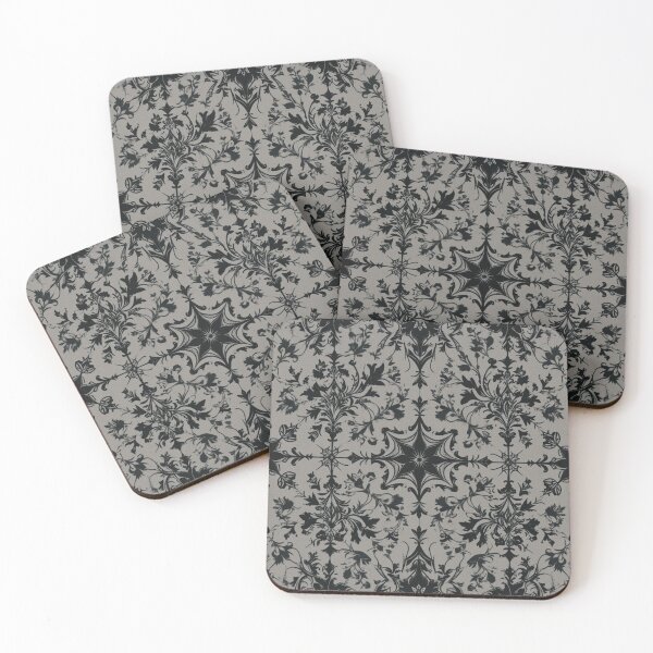 Item preview, Elegant Gothic Baroque Floral Damask – Charcoal & Black designed and sold by Anastaciaknits.