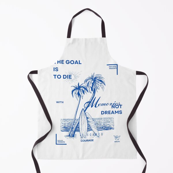 Aperçu de l'œuvre PALMIERS D'ÉTÉ, PLAGE ET PLANCHE DE SURF, DESIGN BLEU VINTAGE - LE BUT EST DE MOURIR AVEC DES SOUVENIRS, PAS DES RÊVES créée et vendue par deeplistic.