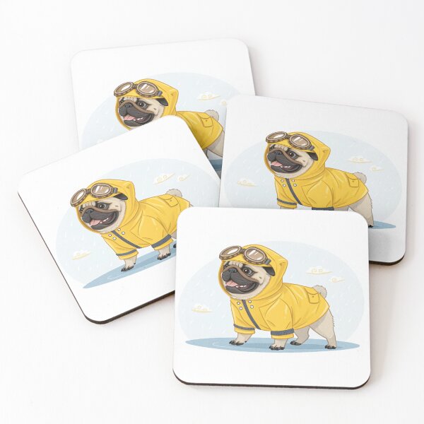 Item preview, Adorable pug in yellow raincoat and goggles  designed and sold by elkuni.