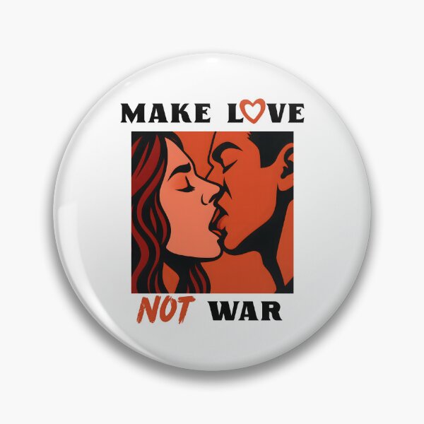 Item preview, Hot couple's kiss in pop-art style with slogan make love not war designed and sold by PixStories.