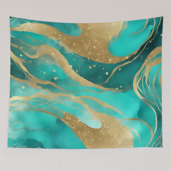 Item preview, Abstract Turquoise Gold designed and sold by CalmnessbyChoice.