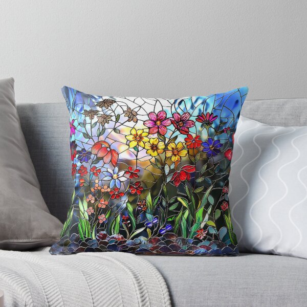 Item preview, stained glass style, wildflowers, floral designed and sold by ArtbyJustis.