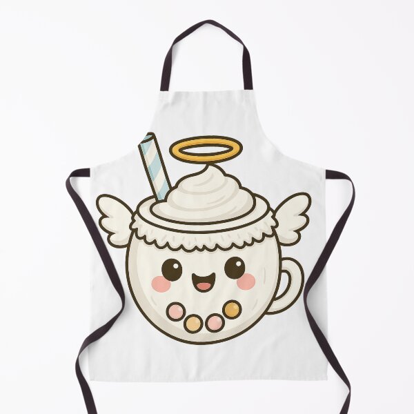 Item preview, Kawaii Angel Coconut Boba Tea – Cute Whipped Cream Bubble Drink designed and sold by Asbiell.