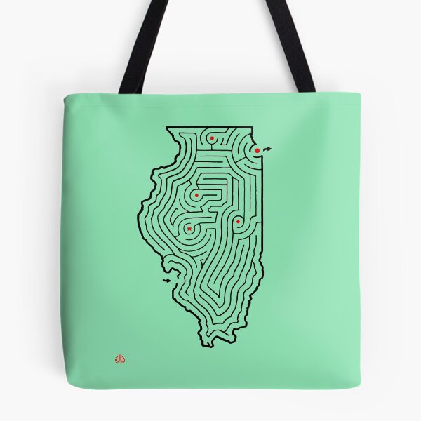 Artikelvorschau, Illinois geformtes Labyrinth | Hand entworfen | Chicago / Springfield / Champaign / Peoria / Rockford entworfen und verkauft von ImaginaryAnimal.