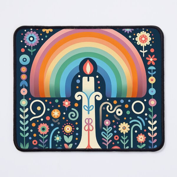 Item preview, Beacon of Light Under Rainbow Skies - Scandinavian Folk Art by heidiannemorris © designed and sold by FOLK ART FUSION by heidiannemorris.