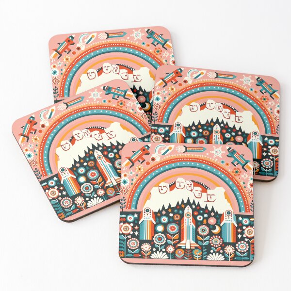 Item preview, Mount Rushmore Cosmic Journey - Scandinavian Folk Art by heidiannemorris © designed and sold by FOLK ART FUSION by heidiannemorris.