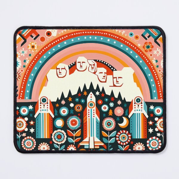 Item preview, Mount Rushmore Cosmic Journey - Scandinavian Folk Art by heidiannemorris © designed and sold by FOLK ART FUSION.