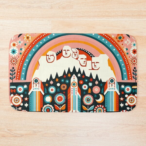 Item preview, Mount Rushmore Cosmic Journey - Scandinavian Folk Art by heidiannemorris © designed and sold by FOLK ART FUSION by heidiannemorris.