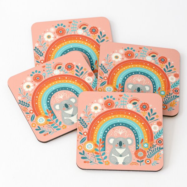 Item preview, Sweet Koala Under Rainbow Arch - Scandinavian Folk Art by heidiannemorris © designed and sold by FOLK ART FUSION by heidiannemorris.