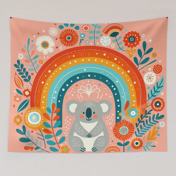 Item preview, Sweet Koala Under Rainbow Arch - Scandinavian Folk Art by heidiannemorris © designed and sold by FOLK ART FUSION by heidiannemorris.