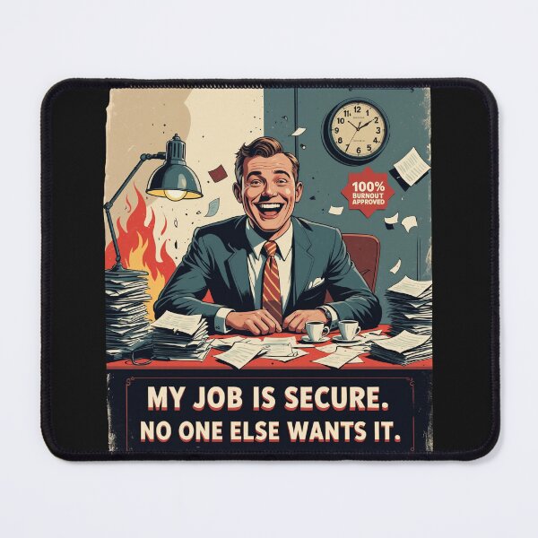 Item preview, Secure Job. Burnout Guaranteed – Funny Retro Office Poster designed and sold by Urban-Pulse-UP.