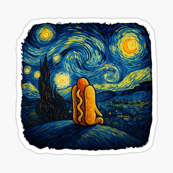 Item preview, Funny Starry night hotdog Van Gogh hotdog humor designed and sold by snowry.