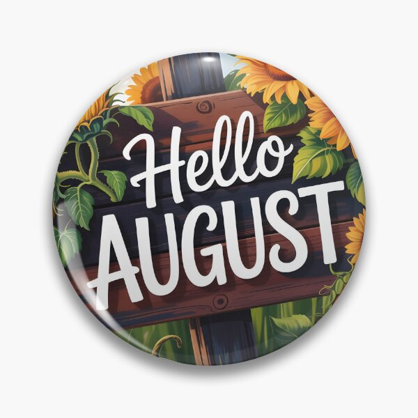 Item preview, Hello August – Rustic Wood Sign with sunflowers and watermelons designed and sold by EmeraldeaArt.