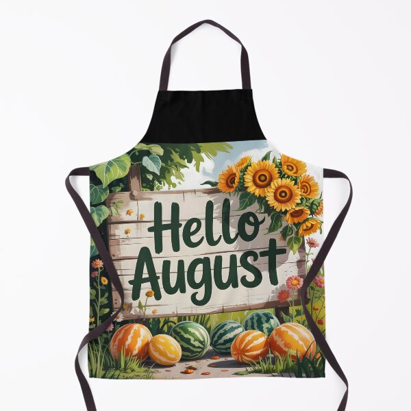 Item preview, Hello August – Surreal Orange Watermelons and Sunflowers decorated Welcome Sign designed and sold by EmeraldeaArt.