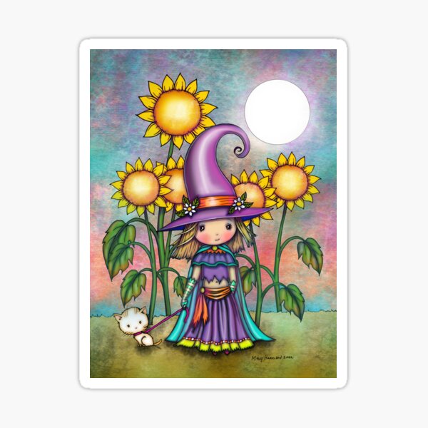Aperçu de l'œuvre La petite sorcière tournesol et le chat blanc par Molly Harrison créée et vendue par Molly  Harrison.