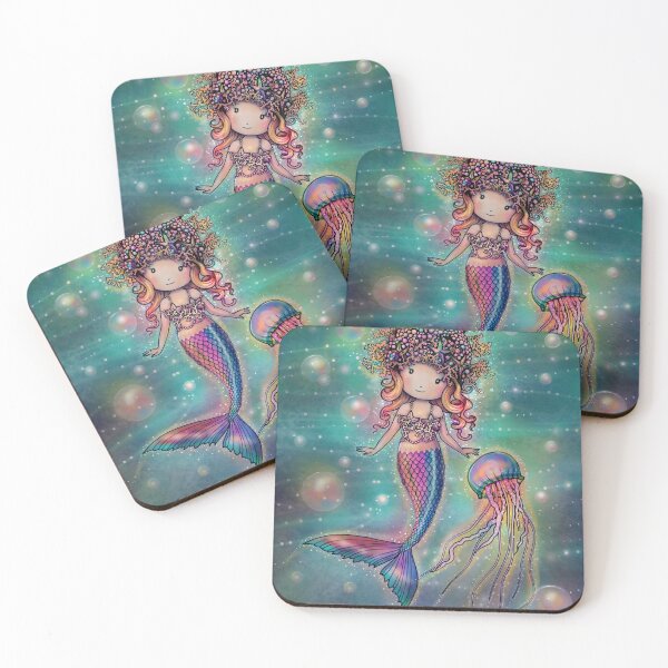 Item preview, Magical Sea Cute Mermaid and Jellyfish Art by Molly Harrison designed and sold by Molly  Harrison.