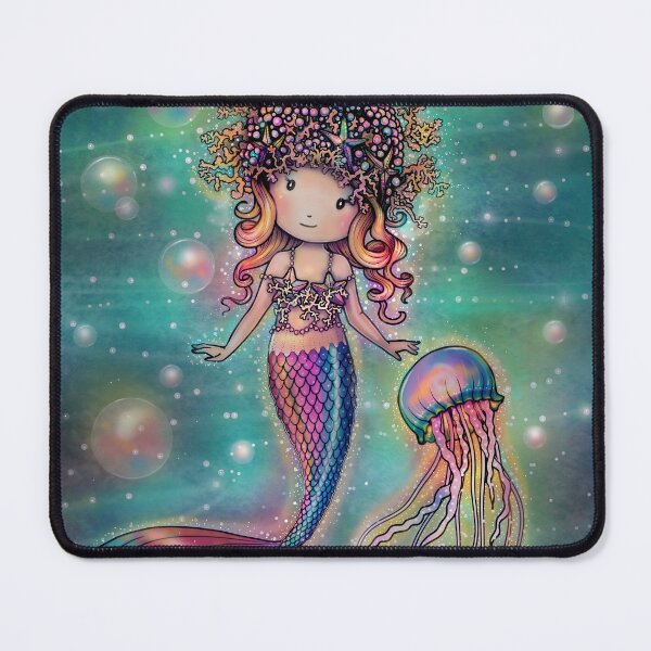 Item preview, Magical Sea Cute Mermaid and Jellyfish Art by Molly Harrison designed and sold by Molly  Harrison.