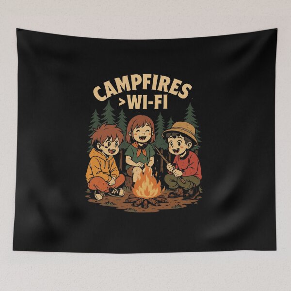 Item preview, Campfires Over Wi-Fi – Retro Anime Outdoor Shirt | Nature Lovers & Camping Gifts designed and sold by NicoDesignArt.