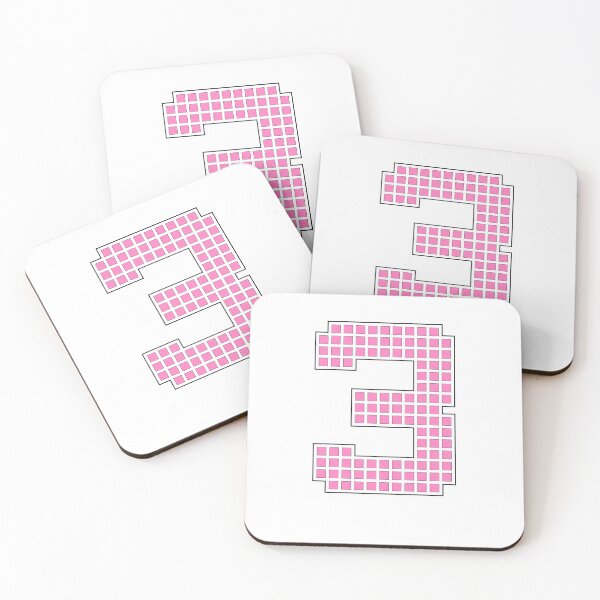 Item preview, Number 3 - Pink Pixel Block Character designed and sold by PixelGlyphs.