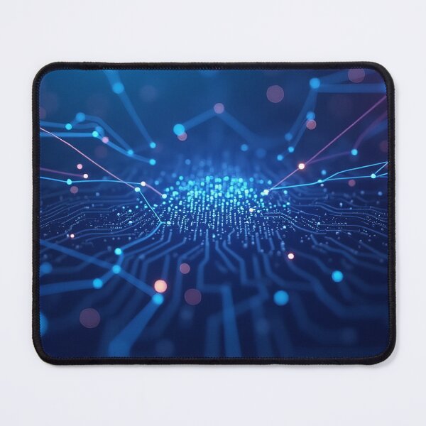Item preview, Futuristic Blue Circuit Glow Abstract Network Artwork designed and sold by ArtComixHaven.