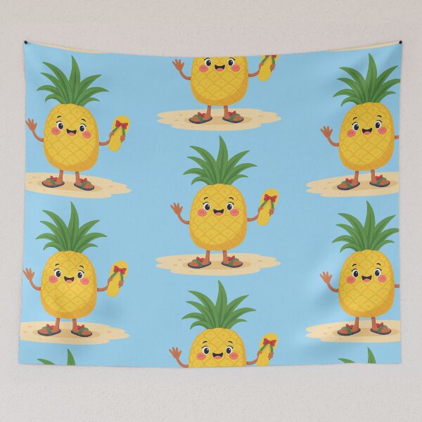 Item preview, Happy Pineapple with Flip-Flop – Cute Summer Kawaii Design designed and sold by InsegnaNChill.