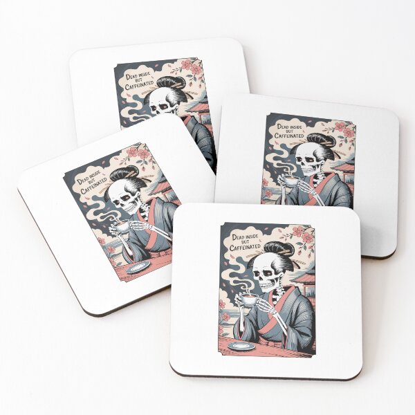 Item preview, Dead Inside But Caffeinated Geisha Skeleton with Cherry Blossoms designed and sold by GoodGirlAlex.