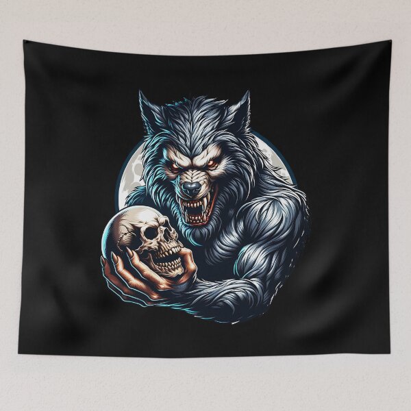 Item preview, Werewolf with a skull in his hands designed and sold by ReneMM.
