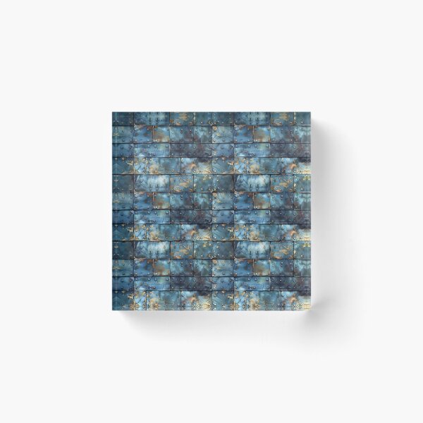 Item preview, Oxidized Metal Plates: Industrial Blue & Gold Texture designed and sold by NTGUILTY.