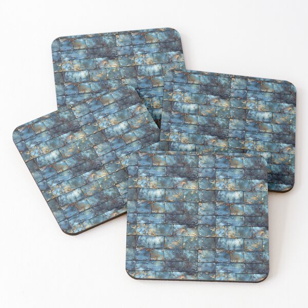 Item preview, Oxidized Metal Plates: Industrial Blue & Gold Texture designed and sold by NTGUILTY.