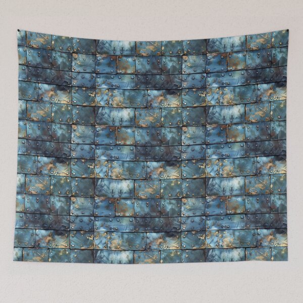 Item preview, Oxidized Metal Plates: Industrial Blue & Gold Texture designed and sold by NTGUILTY.