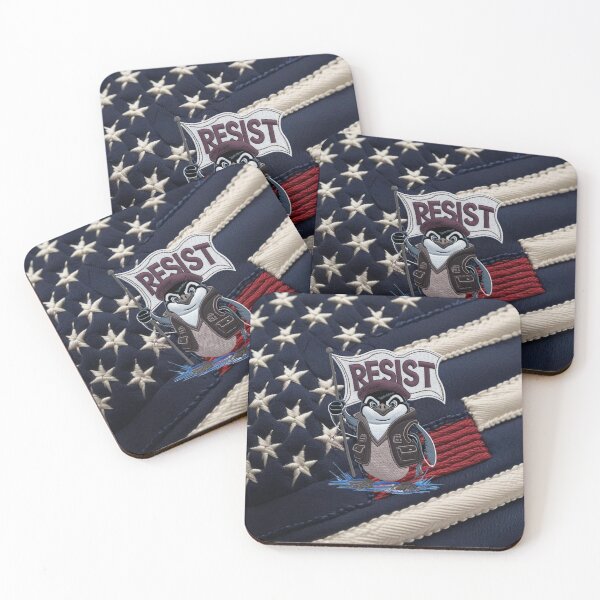 Item preview, Revolutionary Penguin Holding Resist Flag  Embroidered Protest Design designed and sold by ArtDesignTp.