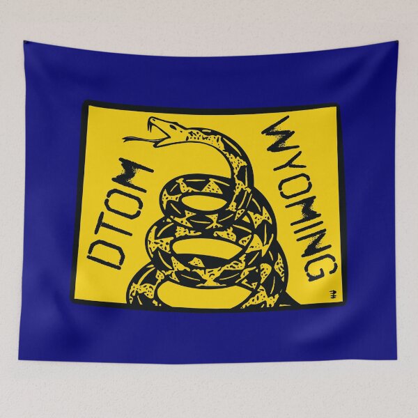 Item preview, WYOMINGITE WYOMINGIAN - Libertarian - Don't Tread On Me Gadsden Snake on  WYOMING  Map on Blue default background, #020279 designed and sold by pelagio.