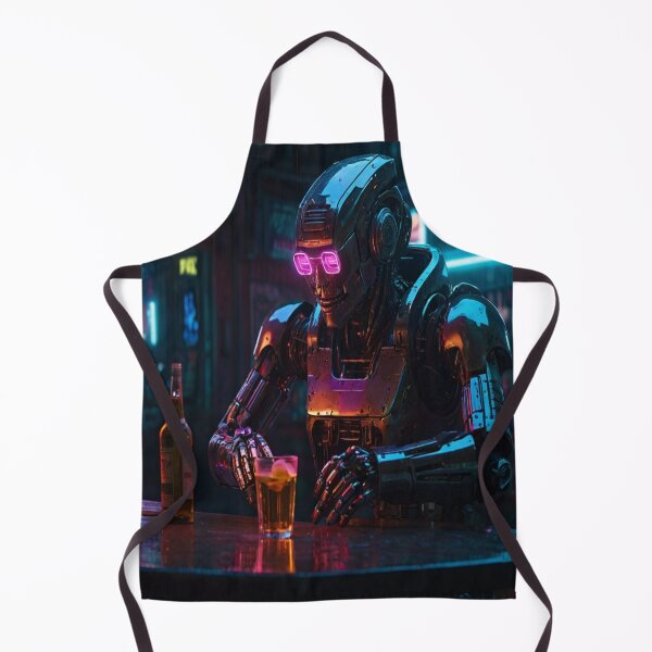 Item preview, Lonely Robot at Neon Bar – Cyberpunk Emotional Scene designed and sold by TONSNAP.