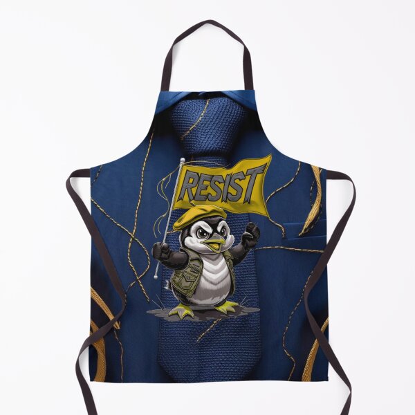 Item preview, Angry Penguin with Yellow Resist Flag Bold Protest Cartoon Art designed and sold by ArtDesignTp.