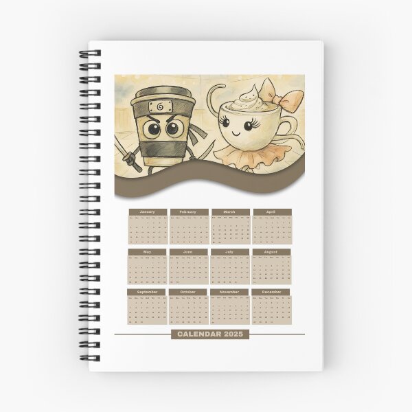 Item preview, A Coffee-Toned 2025 Calendar Duo Cappuccino Assassino and Ballerina Cappuccina designed and sold by EmeraldeaArt.