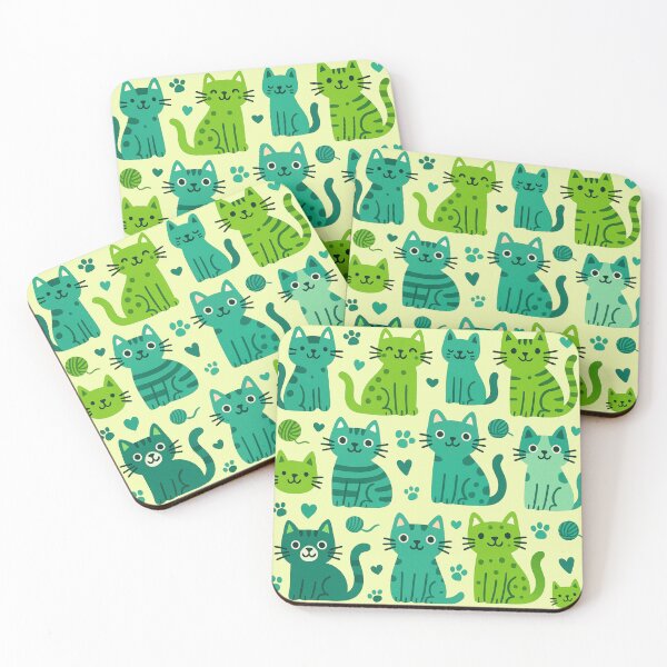 Item preview, Green little cats designed and sold by Rislam.