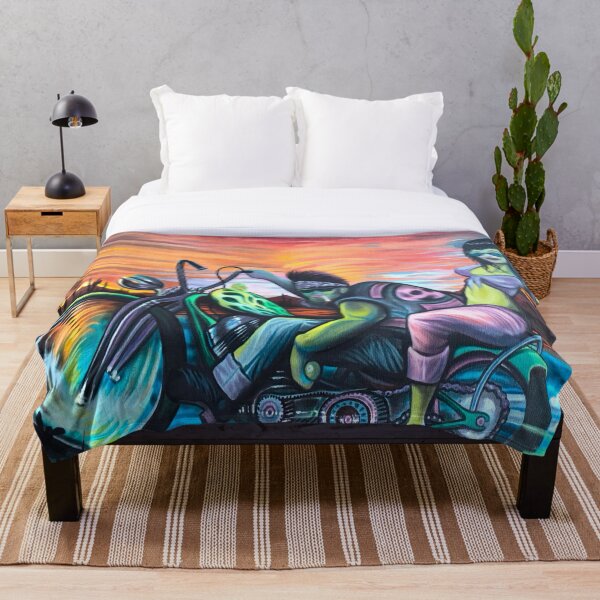 Item preview, Couple cruises desert during a dramatic sunset  on a chopped harley designed and sold by Mikekobo.
