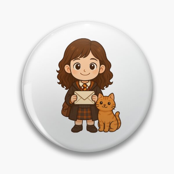 Artikelvorschau, Chibi-Hexenmädchen mit orangefarbener Katze und magischem Buchstaben – süßer Zaubererschulstil entworfen und verkauft von Greemo03.
