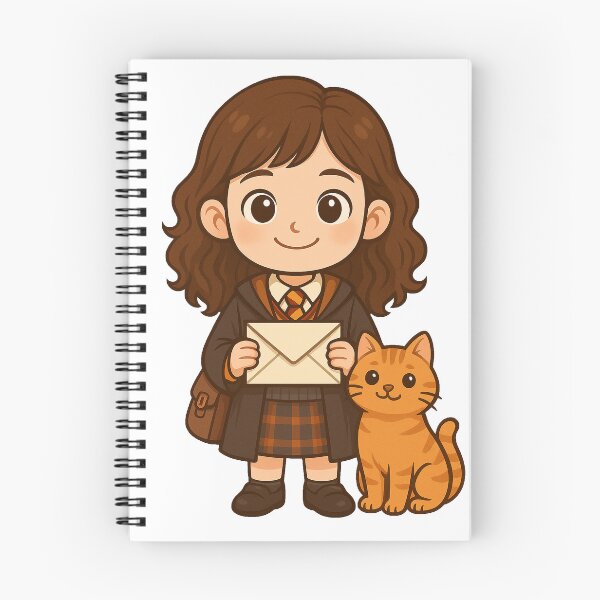 Item preview, Chibi Witch Girl with Orange Cat and Magic Letter - Cute Wizard School Style designed and sold by Greemo03.