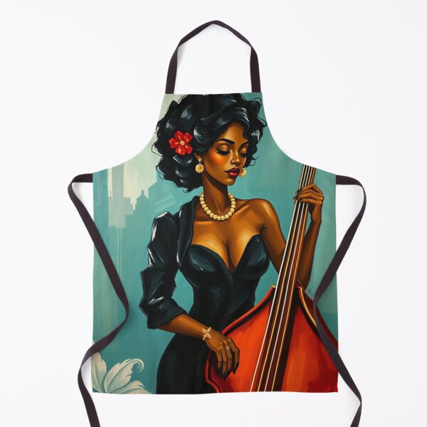 Item preview, Black Woman Jazz Musician Double Bass Player designed and sold by crafteddreamsshop.