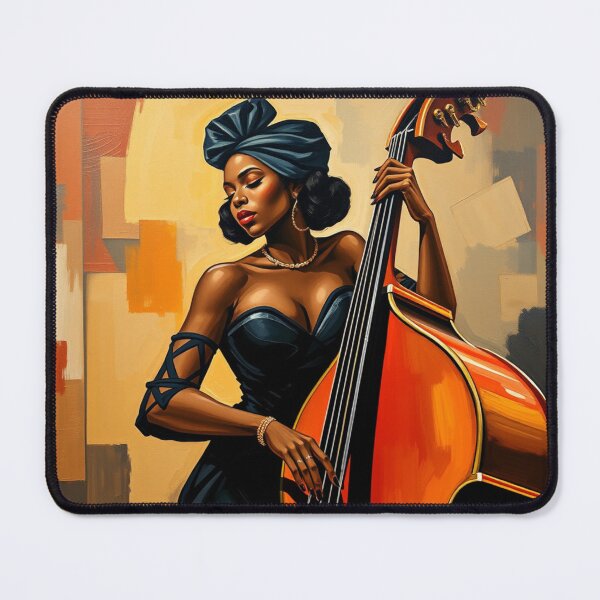 Item preview, Black Woman Jazz Musician Double Bass Player designed and sold by crafteddreamsshop.