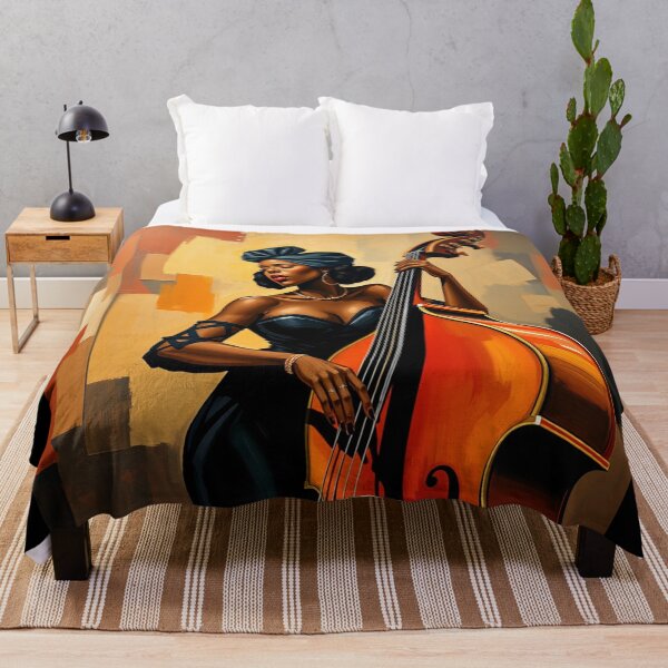 Item preview, Black Woman Jazz Musician Double Bass Player designed and sold by crafteddreamsshop.